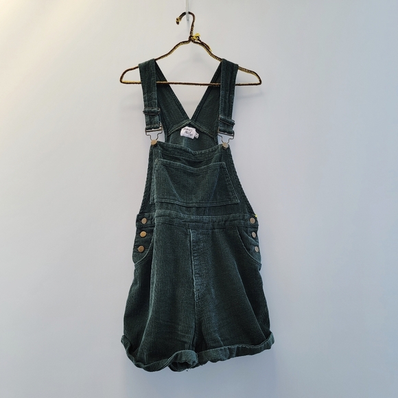 Princess Polly Pants - Princess Polly Kacey Ribbed Corduroy Shortall Size 4 Coveralls Hunter Green